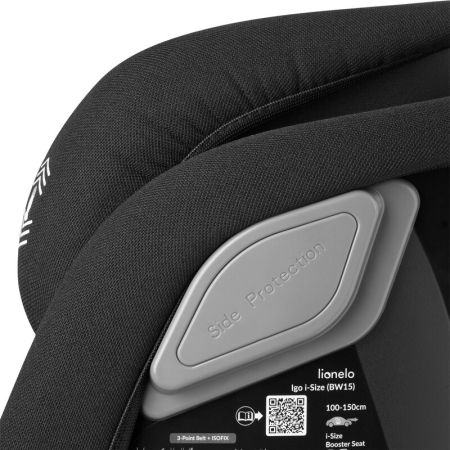 Scaun auto, Lionelo, i-Size Igo, 100- 150 cm, cu isofix, Protectie laterala, Ajustare spatar in 2 pozitii, Tetiera Tri-Guard reglabila in 11 pozitii,  Negru [21]