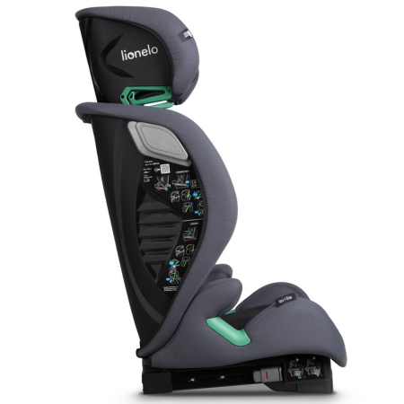 Scaun auto, Lionelo, i-Size Igo, 100- 150 cm, cu isofix, Protectie laterala, Ajustare spatar in 2 pozitii, Tetiera Tri-Guard reglabila in 11 pozitii,  Negru [16]