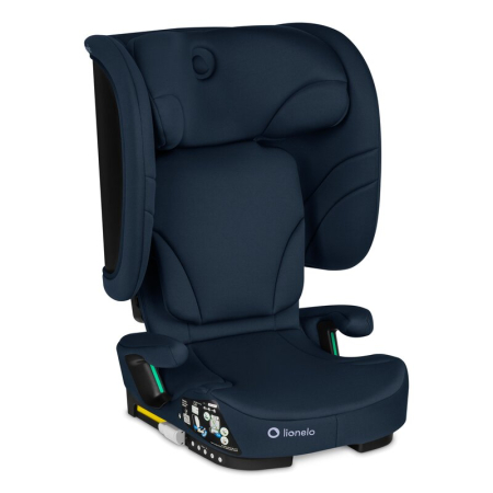 Scaune auto copii - Scaun auto pliabil, Lionelo, Orin, i-Size, 100-150 cm, Tetiera reglabila in 14 pozitii, Spatar in 4 pozitii, Isofix+Top Tether, Sezut ergonomic, Husa transport, Suport sticla, Albastru