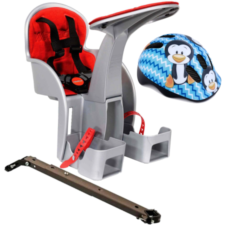 Scaune de biciclete copii - Scaun bicicleta copii SafeFront Clasic, montare Centru , 15 Kg si si Casca Protectie XS 44-48 Penguin WeeRide WR09SKPG
