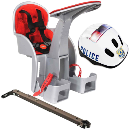 Scaune de biciclete copii - Scaun bicicleta copii SafeFront Clasic, montare Centru , 15 Kg si si Casca Protectie XS 44-48 Police WeeRide WR09SKPL