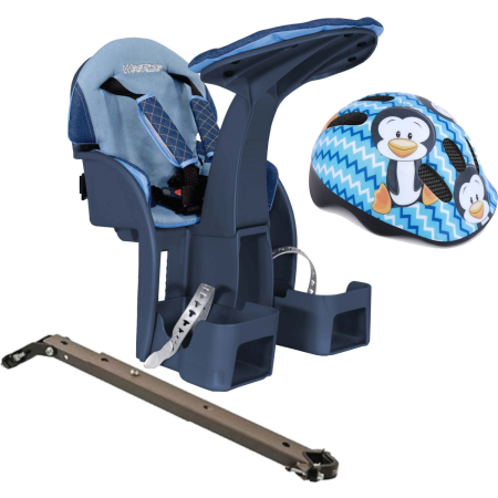 Scaune de biciclete copii - Scaun bicicleta copii SafeFront Deluxe, montare Centru , 15 Kg si Casca Protectie XS 44-48 Penguin WeeRide WR10SKPG