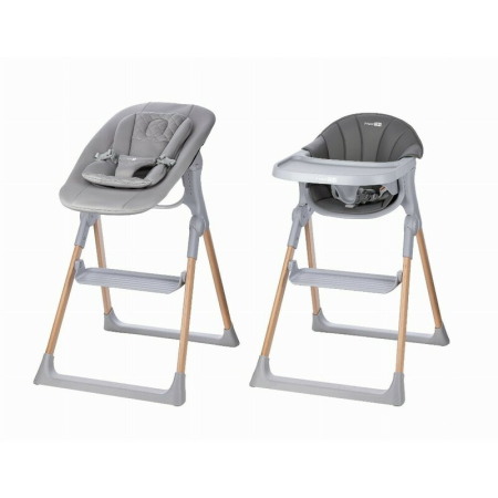 Scaun masa copii - Scaun de masa 2 in 1, FreeON, Flexi Grow, Transformabil, Pliabil, Contine 2 accesorii, 0 luni +, Gri