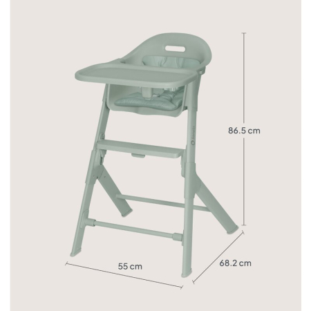 Scaun de masa, Lionelo, Beny, Suport de picioare si tavita ajustabile in 2 pozitii, Insertie moale, Centuri in 3 puncte, Asamblare rapida, Sustine 15 kg, 6 luni+, Verde [14]