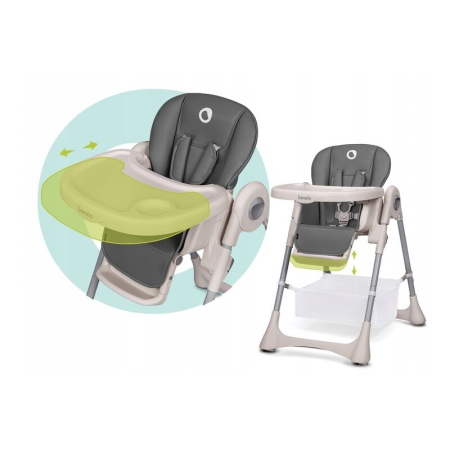 Scaun de masa, Lionelo, Zanna, Reglabil, 4 Pozitii pe inaltime, Pliabil, din Metal, Conform cu standardul european de securitate EN14988, Gri [20]