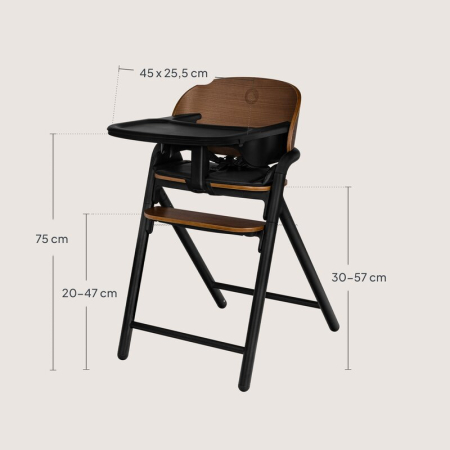 Scaun de masa multifunctional Celia, Lionelo, din lemn de fag, 6 luni- adult, Husa impermeabila, Tavita silicon, Suport de picioare reglabil, Greutate maxima 90 Kg, Negru [33]
