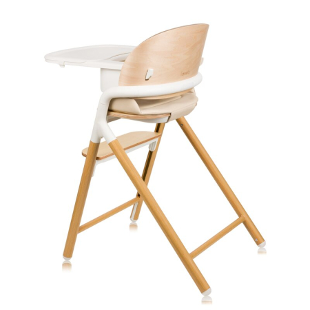 Scaun de masa multifunctional Celia, Lionelo, din lemn de fag, 6 luni- adult, Spatar lat, Sezut ergonomic, Tavita silicon, Suport de picioare reglabil, Greutate maxima 90 Kg, Alb/Natural [7]