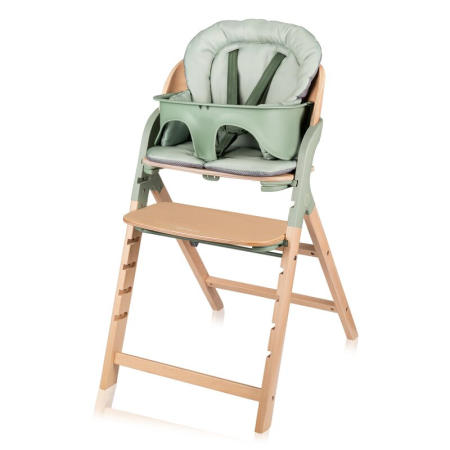 Scaun de masa multifunctional Megan, Lionelo, Din lemn de fag, 6 luni- adult, Reglabil pe inaltime, Husa impermeabila, Tavita silicon, Suport de picioare reglabil, Greutate maxima 110 Kg, Verde [4]