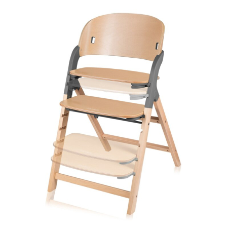 Scaun de masa multifunctional Megan, Lionelo, Din lemn de fag, 6 luni- adult, Reglabil pe inaltime, Husa impermeabila, Tavita silicon, Suport de picioare reglabil, Greutate maxima 110 Kg, Gri [9]