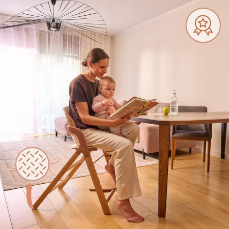 Scaun de masa multifunctional Megan, Lionelo, Din lemn de fag, 6 luni- adult, Reglabil pe inaltime, Husa impermeabila, Tavita silicon, Suport de picioare reglabil, Greutate maxima 110 Kg, Verde [25]