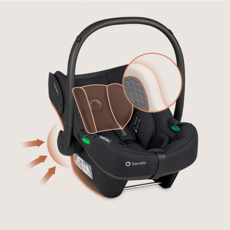 Scoica auto, Lionelo, i-Size Astrid, 0-13 Kg, 40-87 cm, Cu salteluta, Testat ADAC, Conform cu standardul european de securitate R129, Negru Onyx [22]
