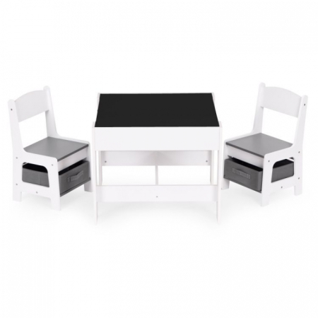 Scaun masa copii - Set de masa cu doua scaune pentru copii Ecotoys ZKC-1A - Alb-Gri