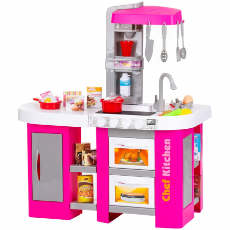 Jucarii pentru copii - Set jucarie Chipolino Kitchen 72,5 cm cu sistem de curgere apa, lumini, sunete si 53 accesorii