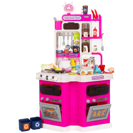 Jucarii pentru copii - Set jucarie Chipolino Kitchen 93 cm cu sistem de curgere apa, lumini, sunete si 113 accesorii