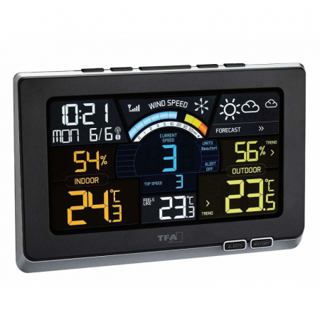 Statie meteo digitala Spring Breeze cu senzor extern wireless de temperatura, umiditate, viteza vant TFA 35.1140.01 [1]