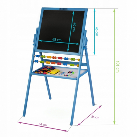 Tabla educationala cu doua fete si accesorii Ricokids RK-800, 101 x 54 x 55 cm, Albastru [3]