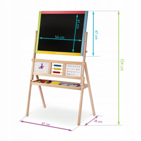 Tabla educationala cu doua fete si accesorii Ricokids RK-801, 113 x 69 x 37 cm, Multicolora [4]