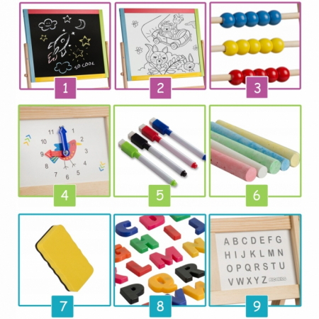 Tabla educationala cu doua fete si accesorii Ricokids RK-801, 113 x 69 x 37 cm, Multicolora [3]