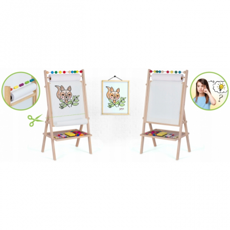 Tabla educationala cu doua fete si accesorii Ricokids RK-802, 78 x 44 x 29 cm, Natur [3]