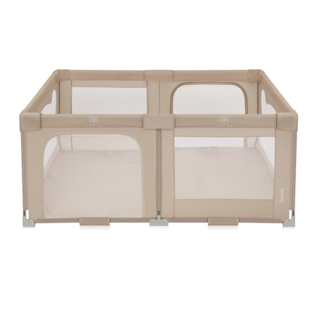 Tarc de joaca copii, Lionelo, Florence Easy Fold, 150 x 180 x 75 cm, Pliere, depliere automata, Include geanta de transport, din plasa, cu doua intrari laterale, 0-48 luni, Bej [5]
