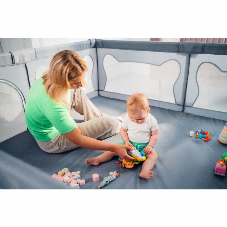 Tarc de joaca copii Lionelo Willow XL 180 x 200 cm Gri [18]