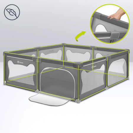 Tarc de joaca copii Lionelo Willow XL 180 x 200 cm Gri [15]