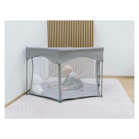 Tarc de joaca, FreeON, Hexagon, Pliabil, Intrare cu fermoar, Cu geanta de transport, 117 x 74 cm, Grey [8]