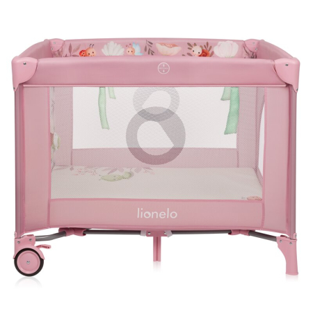 Tarc de joaca, Lionelo, Mille Plus, Pliabil, Include saltea cu densitate T25, 4 jucarii cu velcro, Manere textile, Geanta de transport, Cu roti si inchidere laterala, Pereti din plasa pentru vizibilit [6]