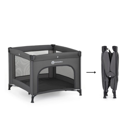 Tarc pliant, Petite&Mars, Nook, 90 x 90 cm, Pliere compacta, Include geanta de transport, Intrare laterala, Pereti din plasa, Structura stabila, Pana la 15 kg, 0 luni+, Gri [4]