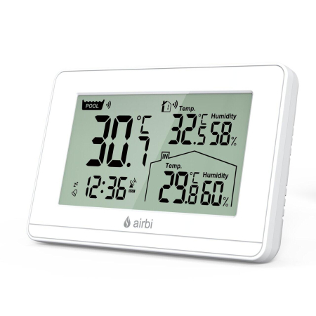 Termometru si higrometru digital de camera, cu senzori wireless pentru exterior si pentru apa din piscina, lumina de fundal, Airbi POOL BI1021 [2]