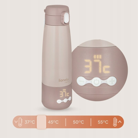 Termos inteligent cu incalzire, Lionelo, ThermUp Bottle, Incalzeste in 3.5 min, Mentine temperatura pana la 20 h, Constructie vidata cu 5 straturi, Capacitate 350 ml, USB-C, 5 setari de temperatura: 3 [15]