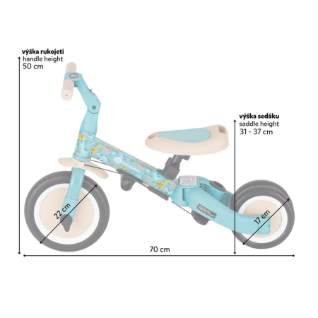 Tricicleta, Petite&Mars, Turbo, Editie limitata, 5 in 1, Multifunctionala, Vehicul de impins, Bicicleta cu/fara pedale, Cu maner de ghidaj, Detasabil, Roti din cauciuc, Pana la 25 kg, 1.5-5 ani, Dino [12]