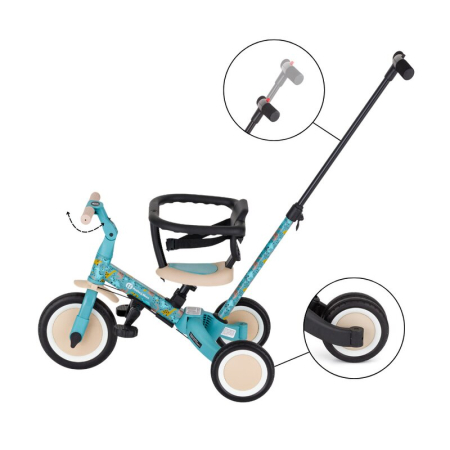 Tricicleta, Petite&Mars, Turbo, Editie limitata, 5 in 1, Multifunctionala, Vehicul de impins, Bicicleta cu/fara pedale, Cu maner de ghidaj, Detasabil, Roti din cauciuc, Pana la 25 kg, 1.5-5 ani, Dino [13]
