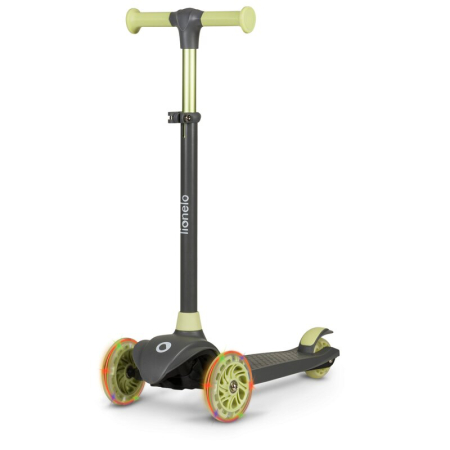 Trotinete copii si adulti - Trotineta, Lionelo, Jessy, Ultrapliabila, Pana la 50 Kg, cu design ergonomic, cu lumini LED, 56 x 26 x 67-82 cm, 3 ani+, Verde