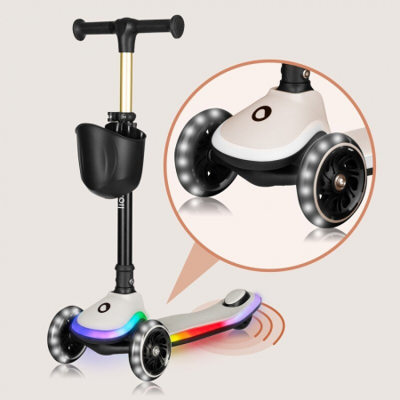 Trotineta pentru copii Lionelo Mey ultrapliabila cu lumini si cosulet pana la 50 Kg [26]