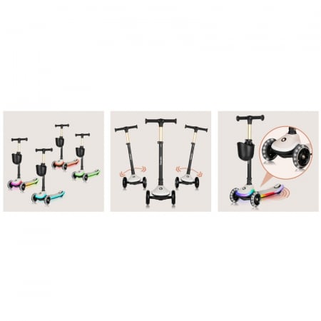 Trotineta pentru copii Lionelo Mey ultrapliabila cu lumini si cosulet pana la 50 Kg [32]