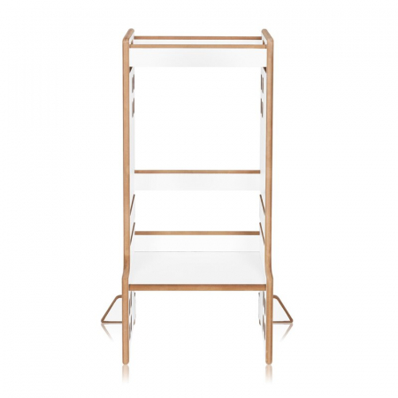 Turn de invatare Montessori Lionelo cass Functie de raft pentru carti Pana la 30 kg 12 luni - 6 ani Din MDF si furnir 3 trepte de inaltime Alb [5]