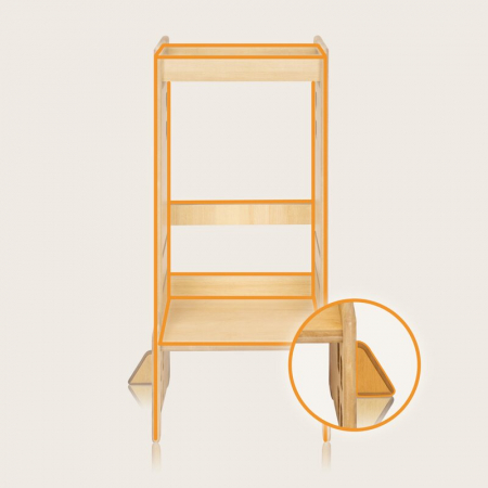 Turn de invatare Montessori Lionelo cass Functie de raft pentru carti Pana la 30 kg 12 luni - 6 ani Din MDF si furnir 3 trepte de inaltime Natur [16]