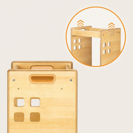 Turn de invatare Montessori Lionelo cass Functie de raft pentru carti Pana la 30 kg 12 luni - 6 ani Din MDF si furnir 3 trepte de inaltime Natur [15]