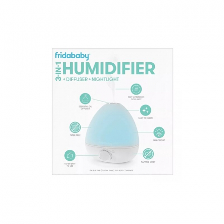 Umidificator Fridababy BreatheFrida cu ultrasunete 3 in 1 Ultra silentios Include difuzor de uleiuri esentiale si lumina de veghe cu oprire automata Rezervor BPA Free Alb [5]