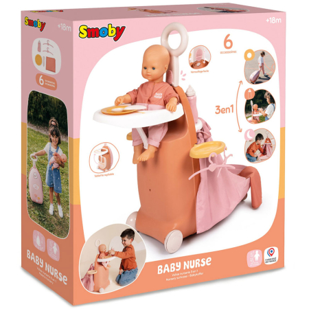 Valiza multifunctionala pentru papusi Smoby Baby Nurse Nursery Suitcase 3 in 1 cu 6 accesorii [6]
