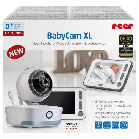 Interfoane bebelusi - Video monitor digital pentru bebelusi cu camera rotativa si urmarire inteligenta a miscarii, REER BabyCam XL 80440