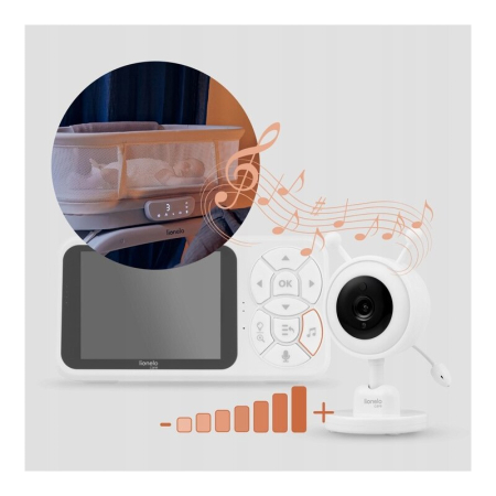 Video monitor, Lionelo, Babyline 3.4, Ecran LCD de 3.5 inch, Raza de actiune pana la 300 m, Conectare 4 camere, Autonomie 8 h, Lampa RGB incorporata, Cantece de leagan, Zoom 4X, Mod nocturn, Alb [26]