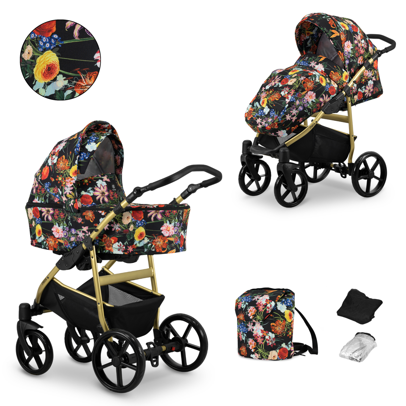 Carucior 2 in 1 Kunert MATA Cadru gold, 3