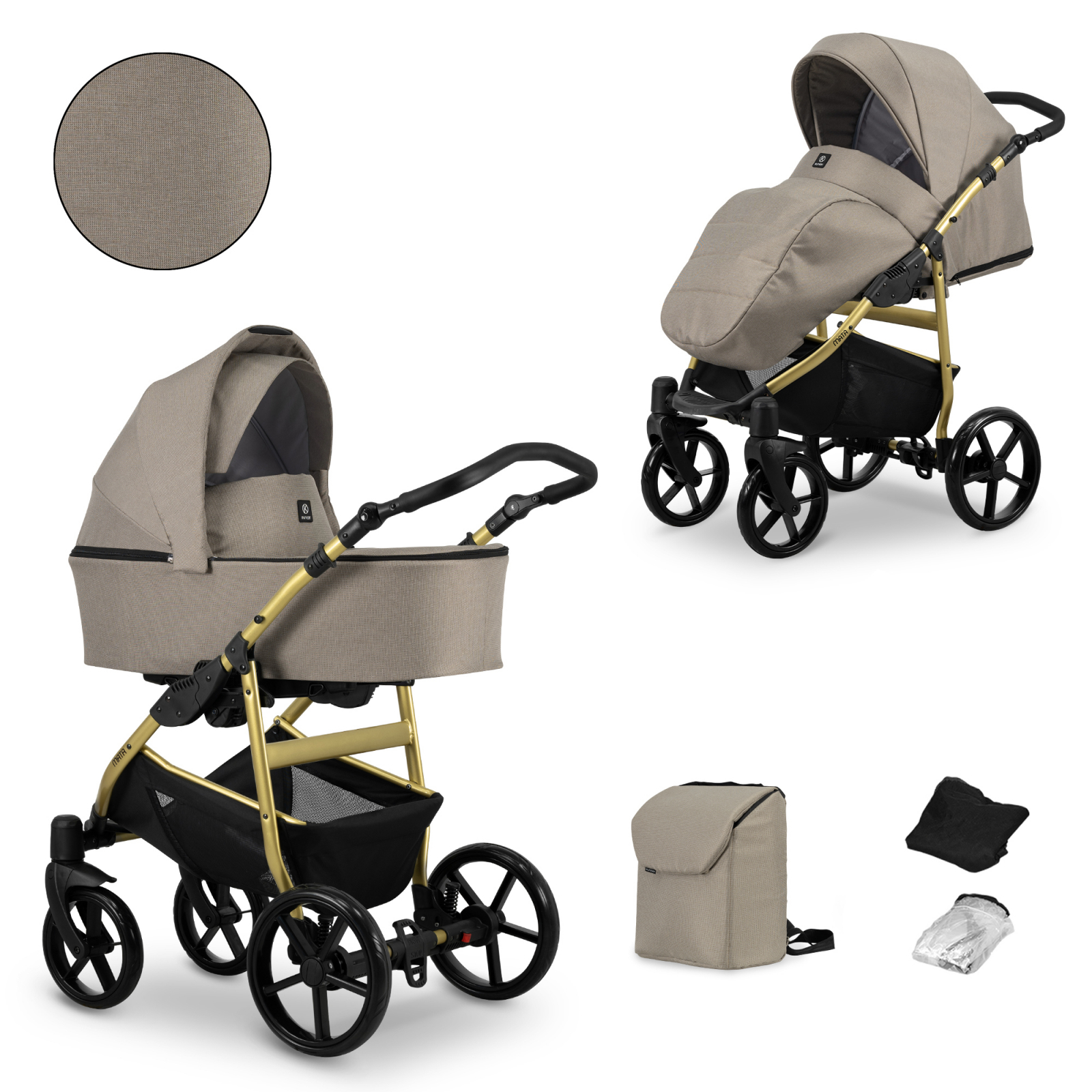 Carucior 2 in 1 Kunert MATA Cadru gold, 2