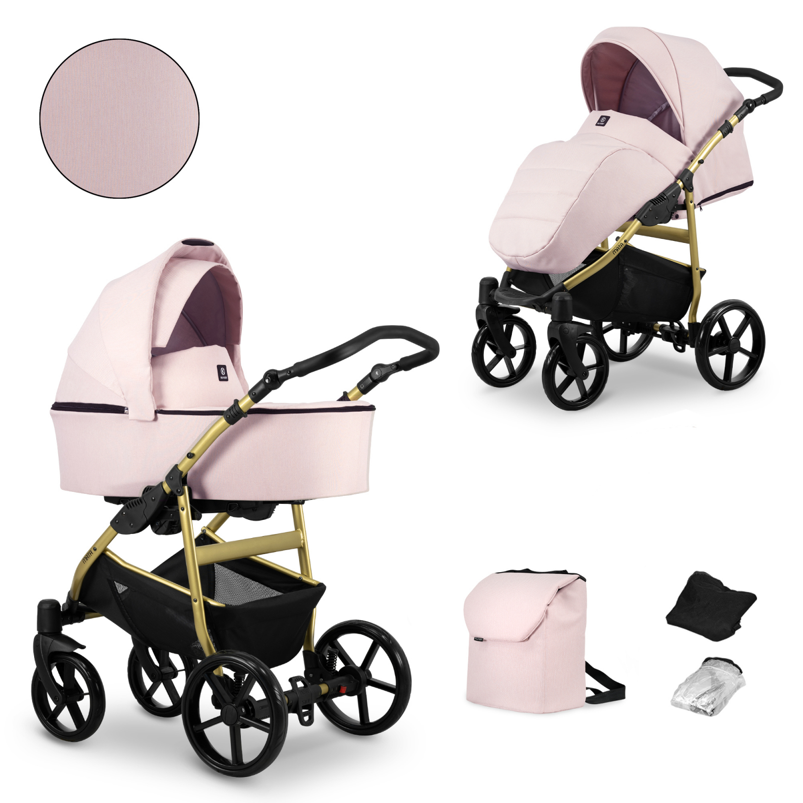 Carucior 2 in 1 Kunert MATA Cadru gold, 6