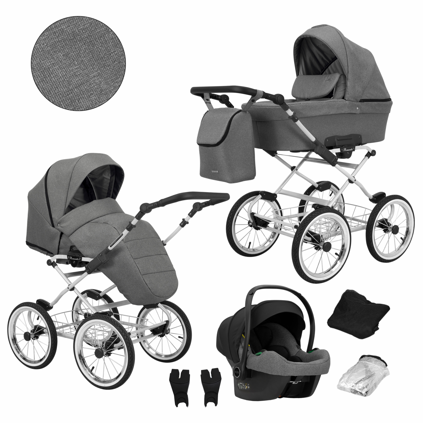 Carucior 3 in 1 Kunert Romantic Cadru gri, 6