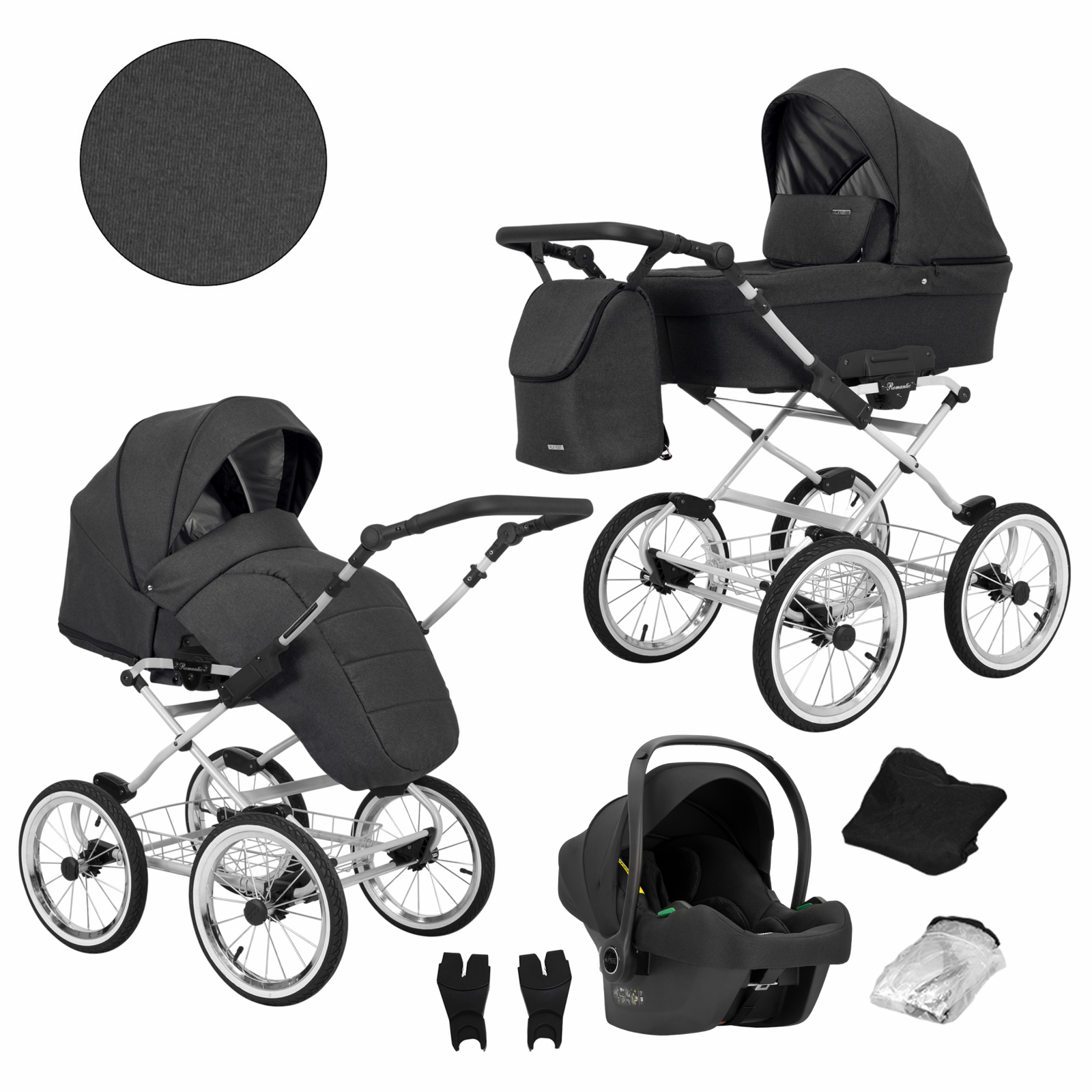 Carucior 3 in 1 Kunert Romantic Cadru gri, 8