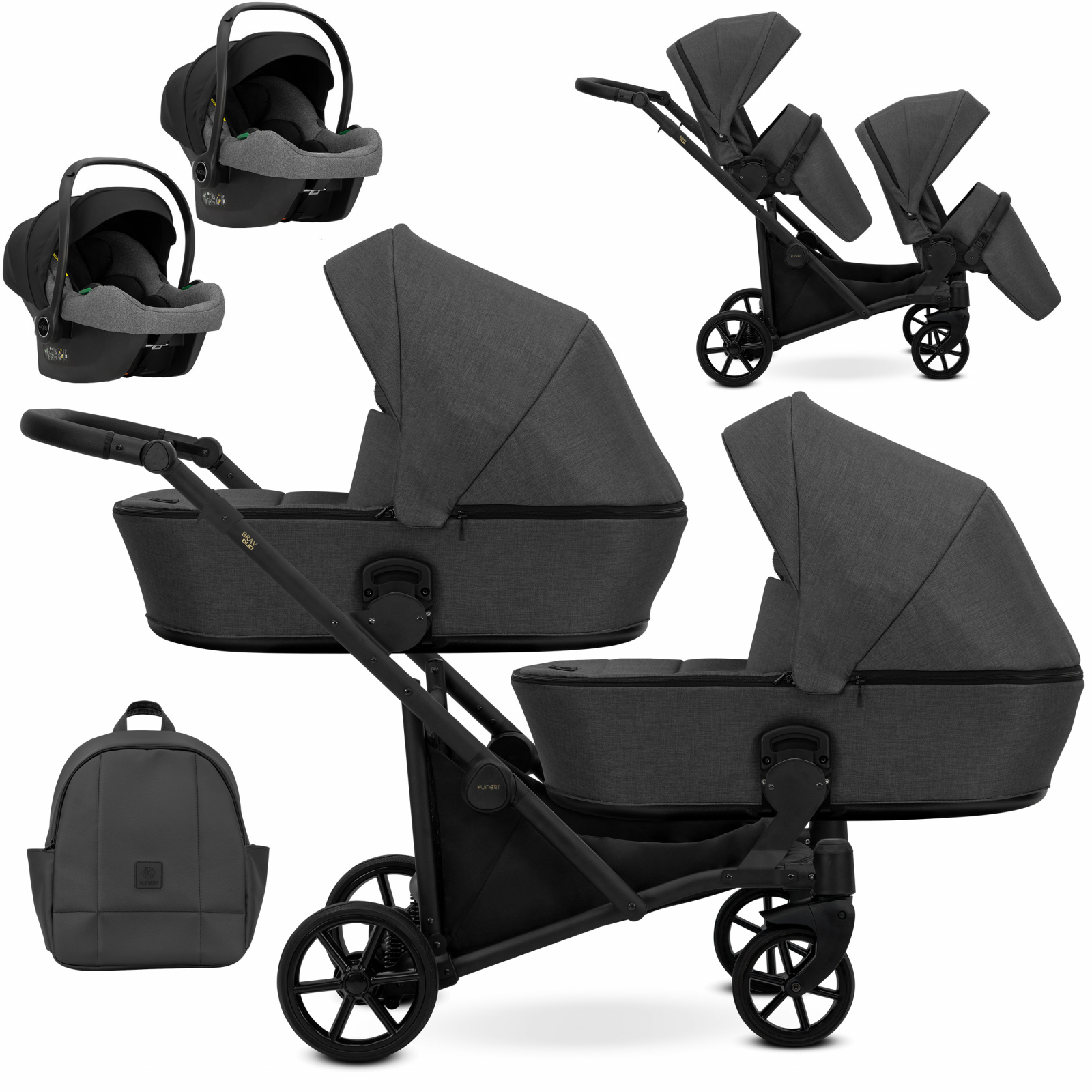 Carucior 3in1 pentru gemeni Kunert Brav Duo 2
