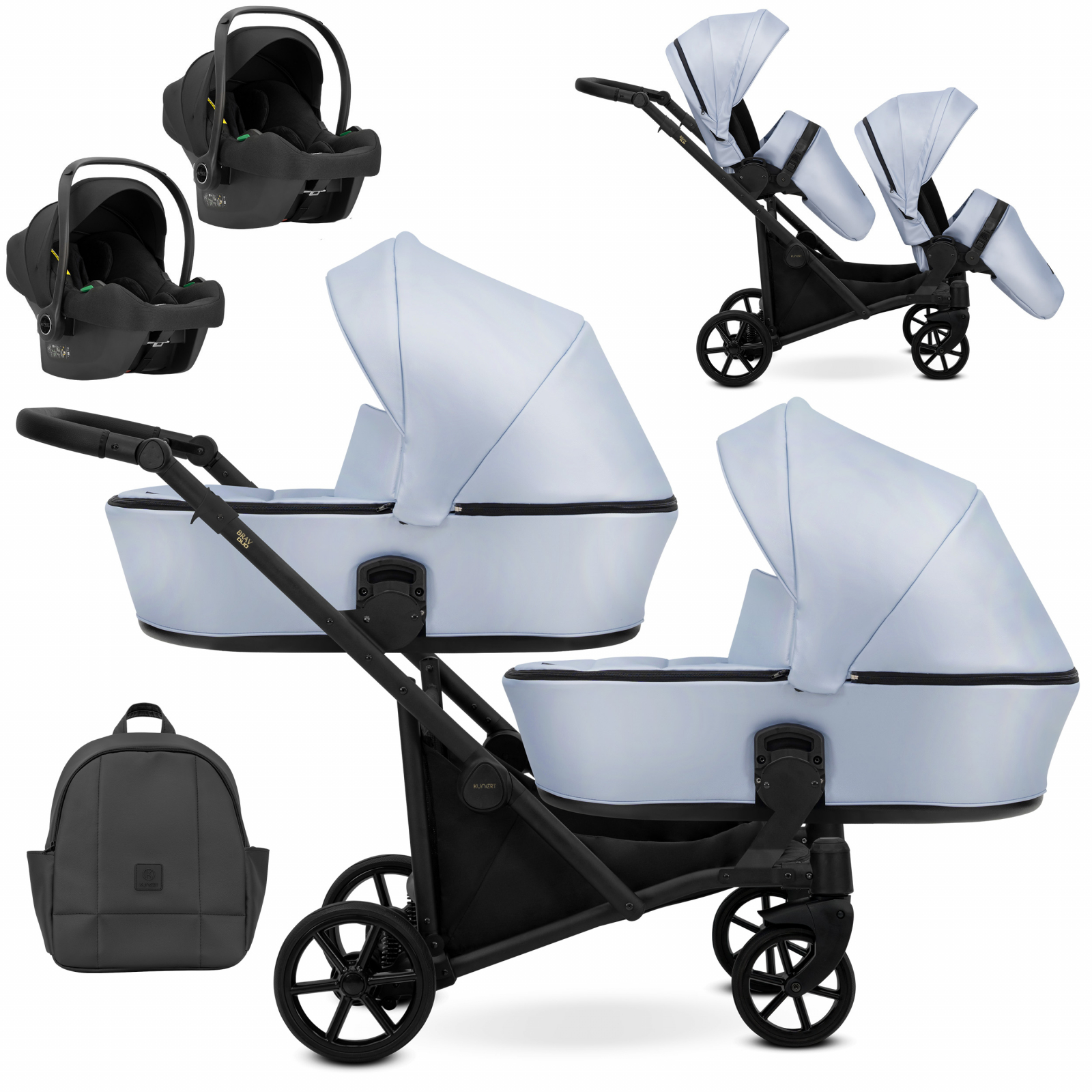 Carucior 3in1 pentru gemeni Kunert Brav Duo 14